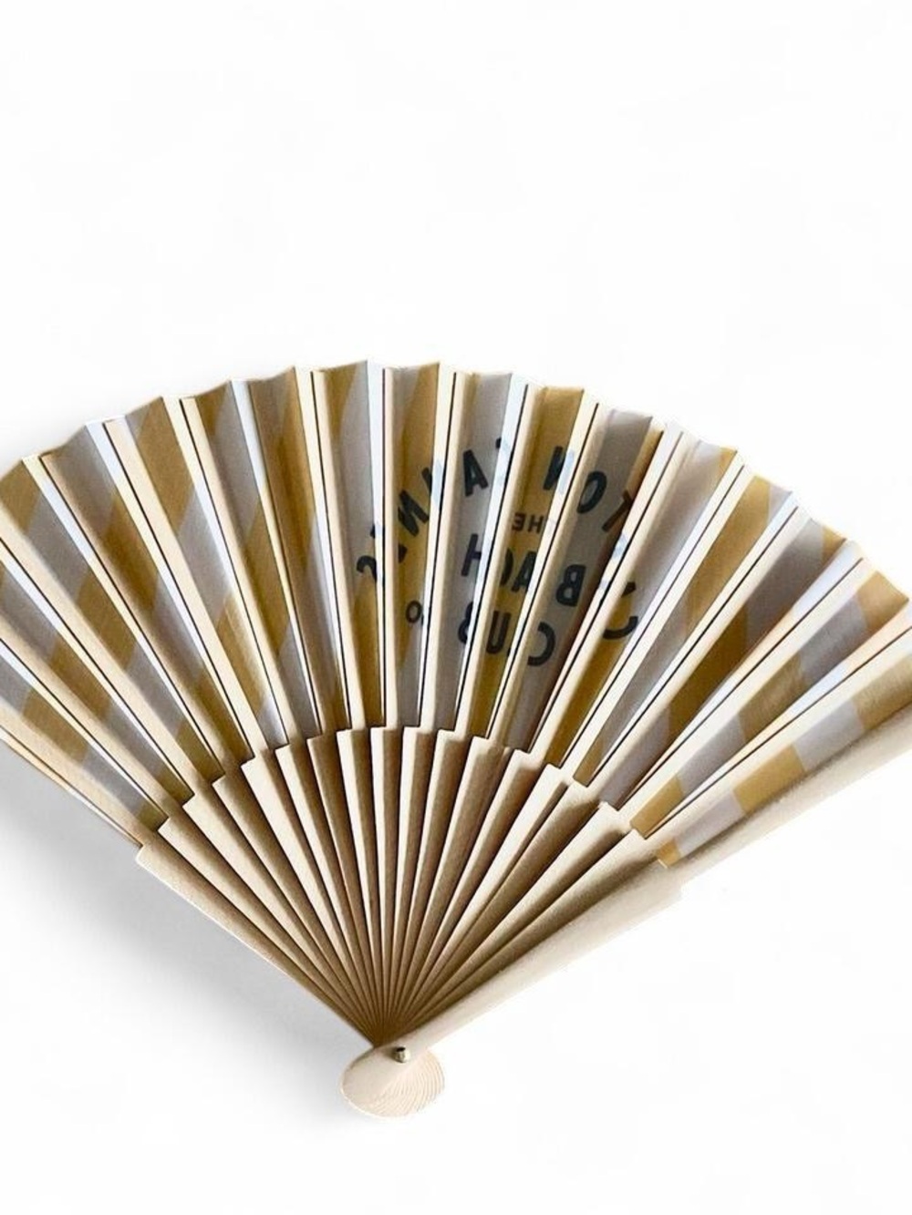 Carlton Cannes The Beach Club Yellow & White Striped Hand Fan - Picture 3 of 6